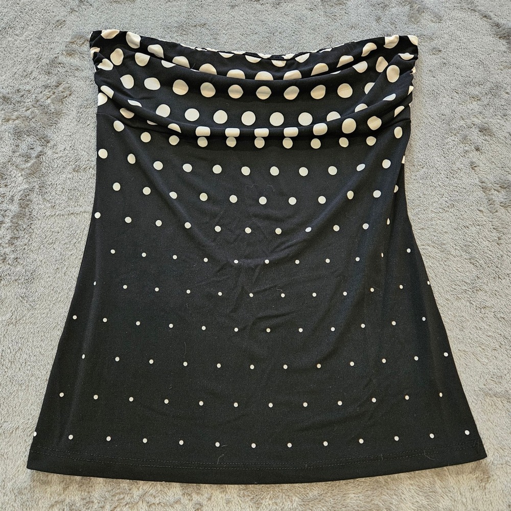Jewels Womens Polka Dot Tube Top Black White Strapless Medium